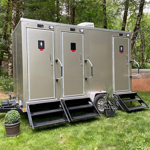 12.5FT Portable Toilet Trailer Travel Toilet Trailer & Outdoor Restroom for Business & Camping