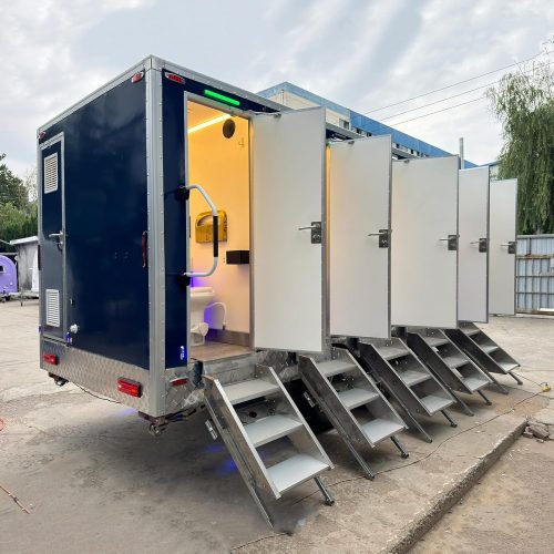 5 Station Portable Restroom Trailer Commercial Use Bathroom & Portable Toilet Trailer