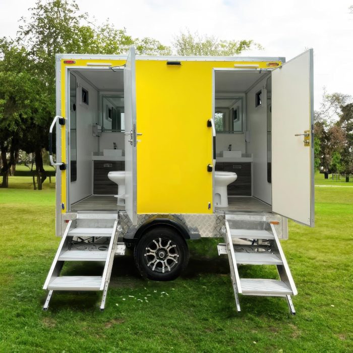 Yellow Camping Toilet Trailer for Business Portable Restroom Trailer for Events & Outdoor Use